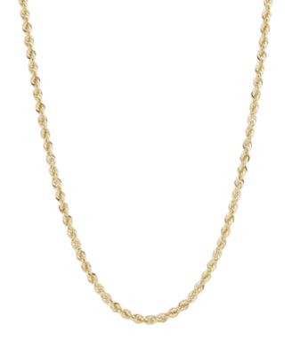 Lightweight Diamond Cut Rope Chain 20“ Necklace (3mm) in 14k Yellow Gold