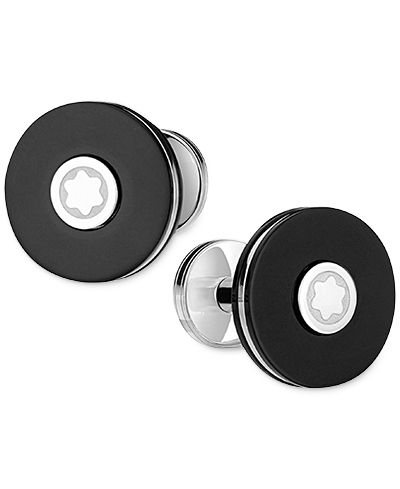 Montblanc Men's Pix Stainless Steel & Black Resin Cuff Links