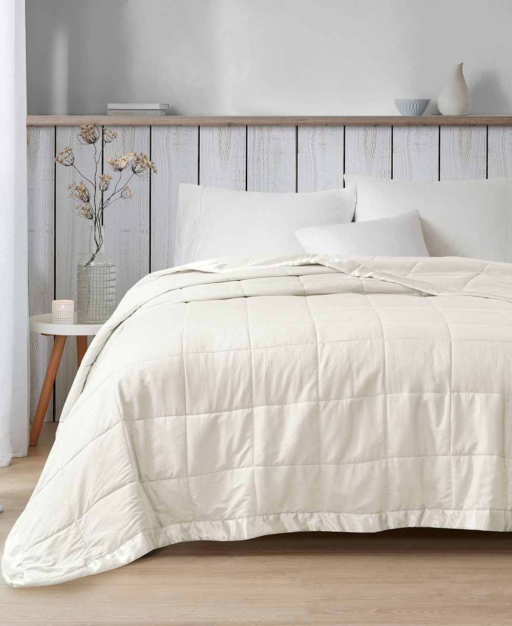Madison Park Cambria Oversized Down Alternative Satin Trim Blanket, Full/Queen