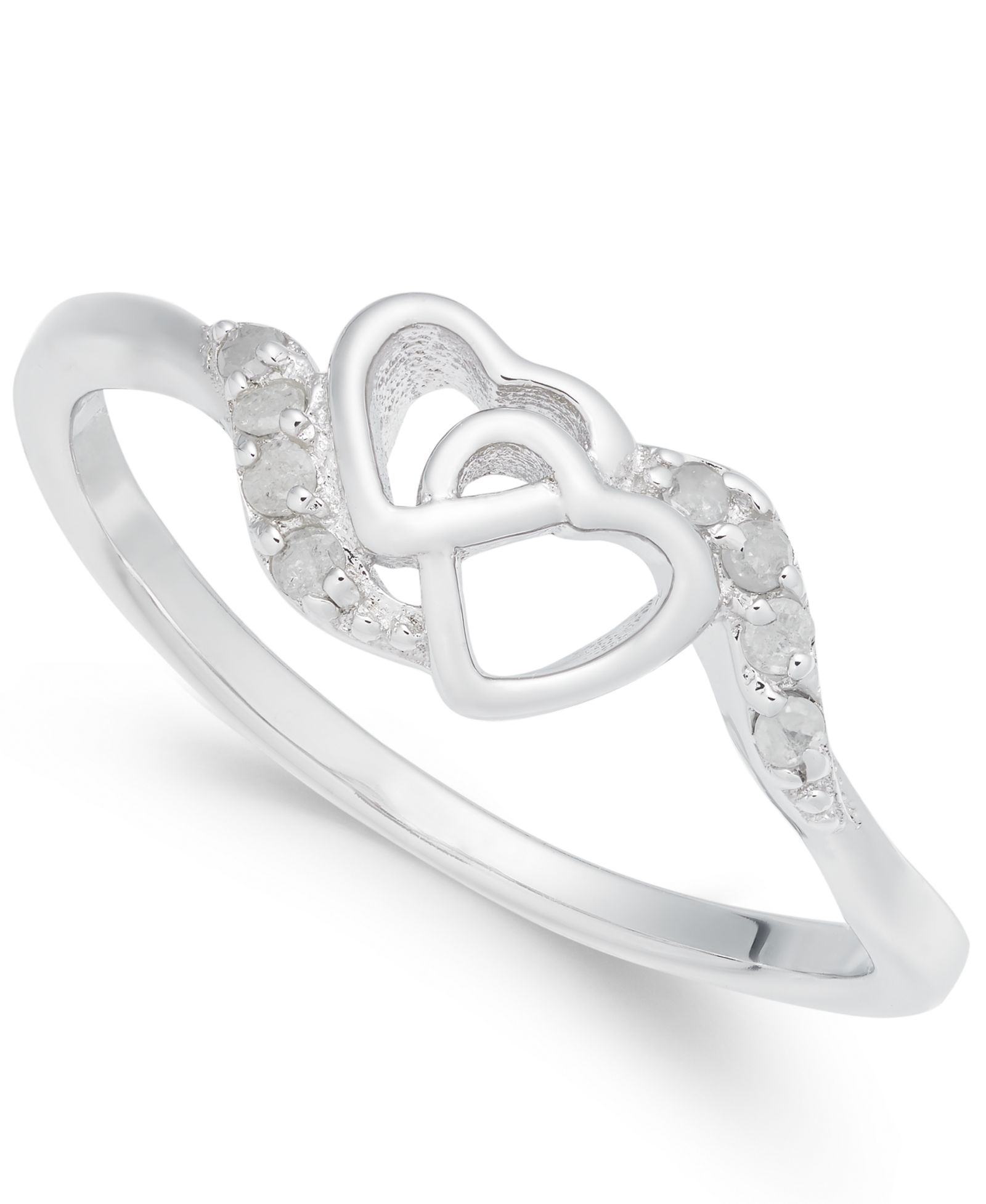 Кольцо Diamond Interlocked Heart из стерлингового серебра (1/10 ct. t.w.)