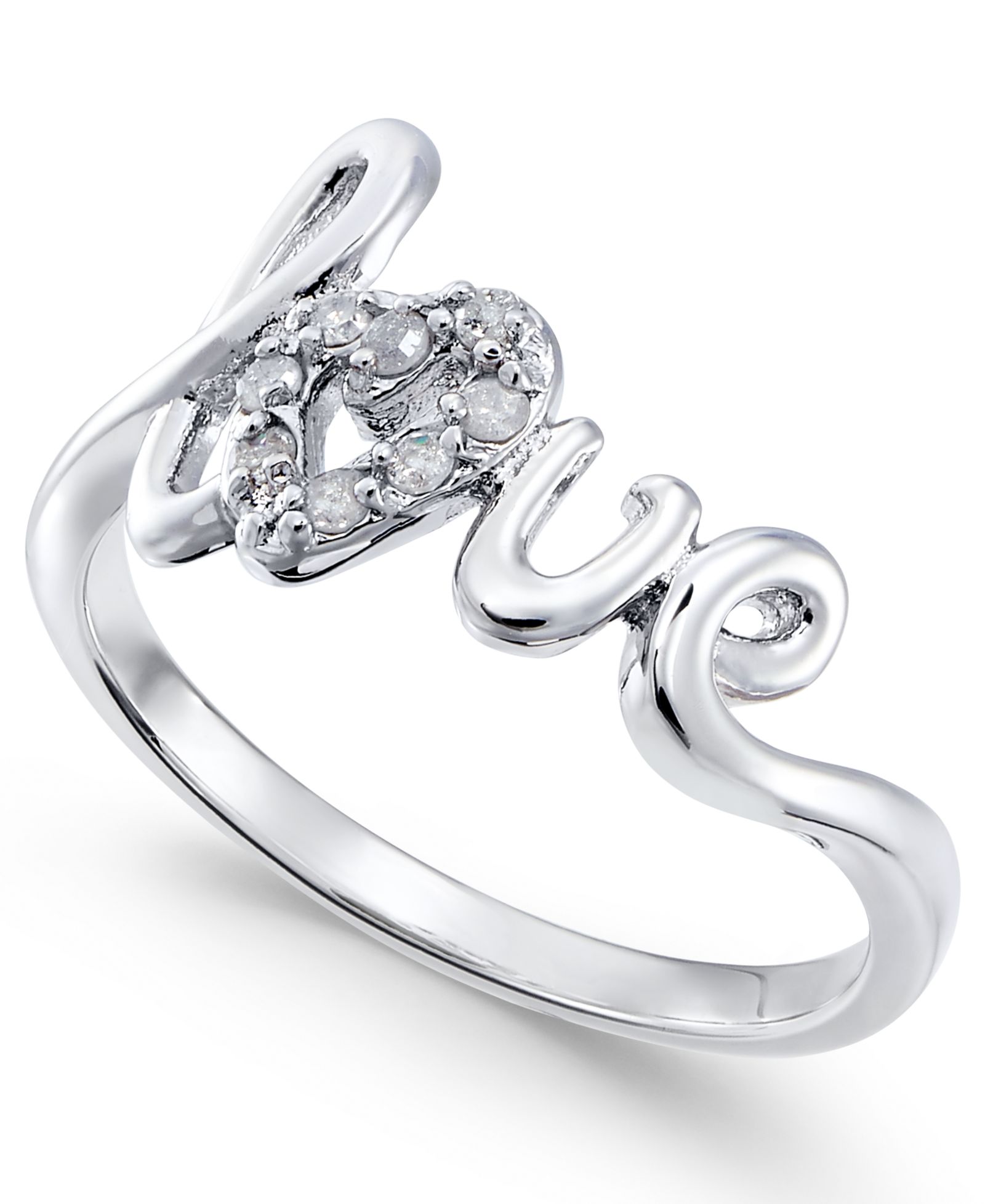 Кольцо Diamond Love (1/10 ct. t.w.) в 14k Gold-Plated Sterling Silver