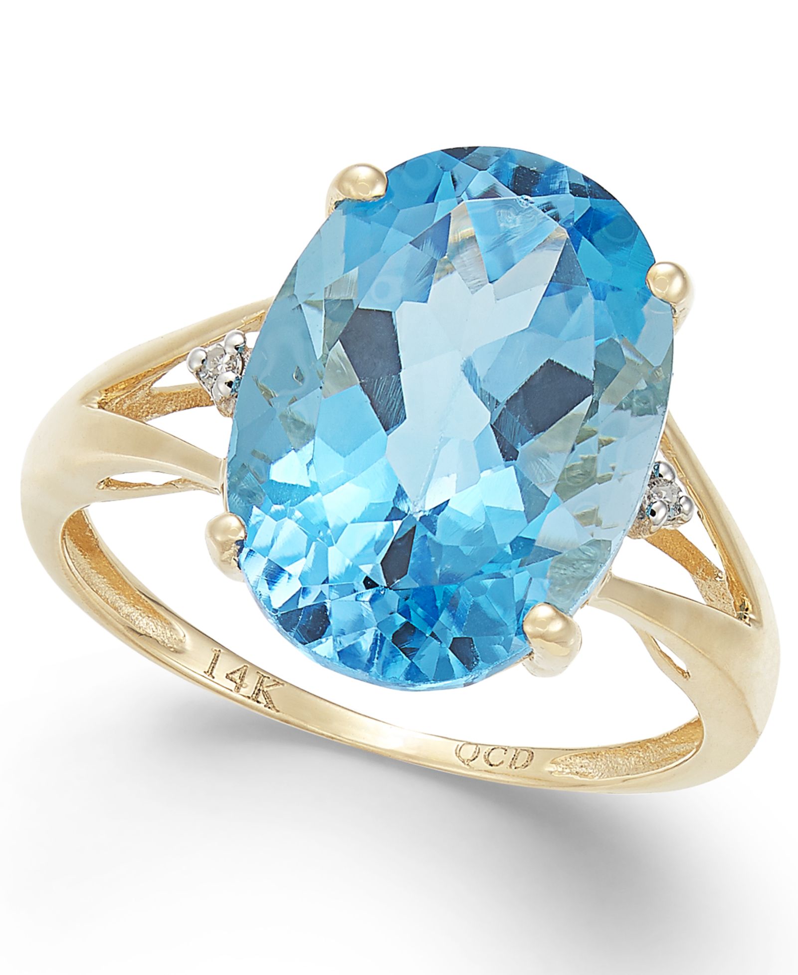 Amethyst (5 ct. t.w.) and Diamond Accent Oval Ring in 14k Gold (Also Available in Mystic Topaz, Blue Topaz, & Prasolite)