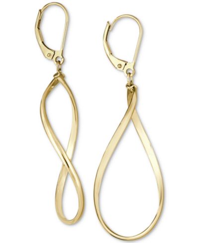 Серьги-подвески Italian Gold Polished Oval в 14k Gold