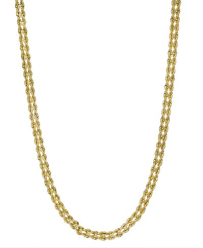 Double Row Twisted Heart Link, 18" Necklace in 14k Yellow Gold