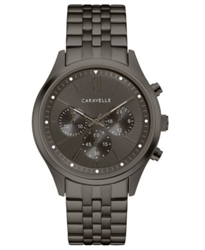 Мужские наручные часы Caravelle Chronograph Gunmetal Stainless Steel Bracelet 41mm