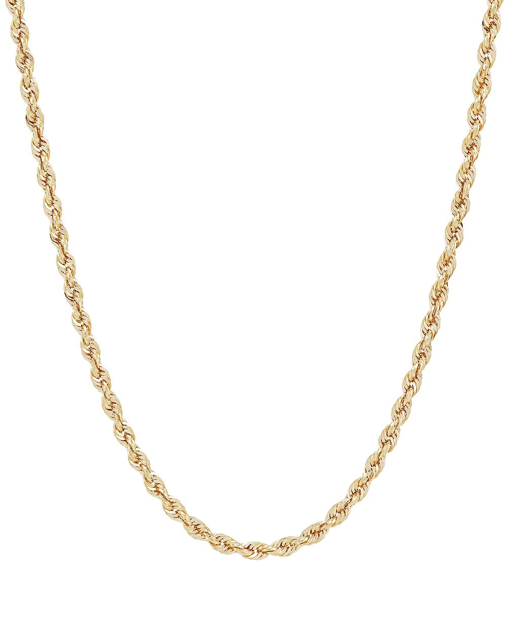 Lightweight 14k Gold Diamond-Cut Rope Chain 20" Necklace (2-1/2mm)