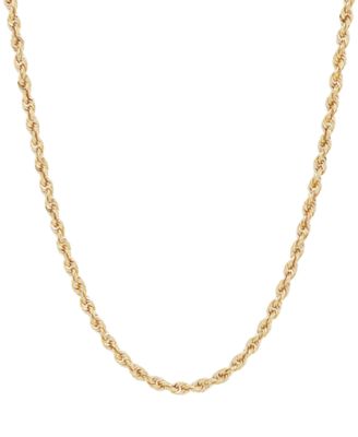 Lightweight 14k Gold Diamond-Cut Rope Chain 20" Necklace (2-1/2mm)