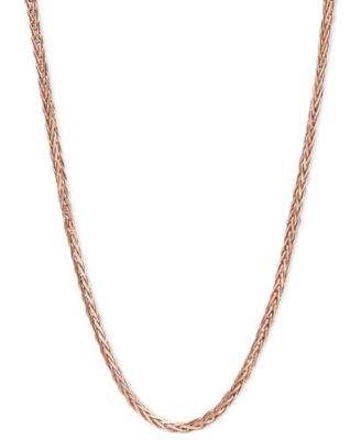 14k Rose Gold Necklace, 16" Diamond Cut Wheat Chain (9/10mm)