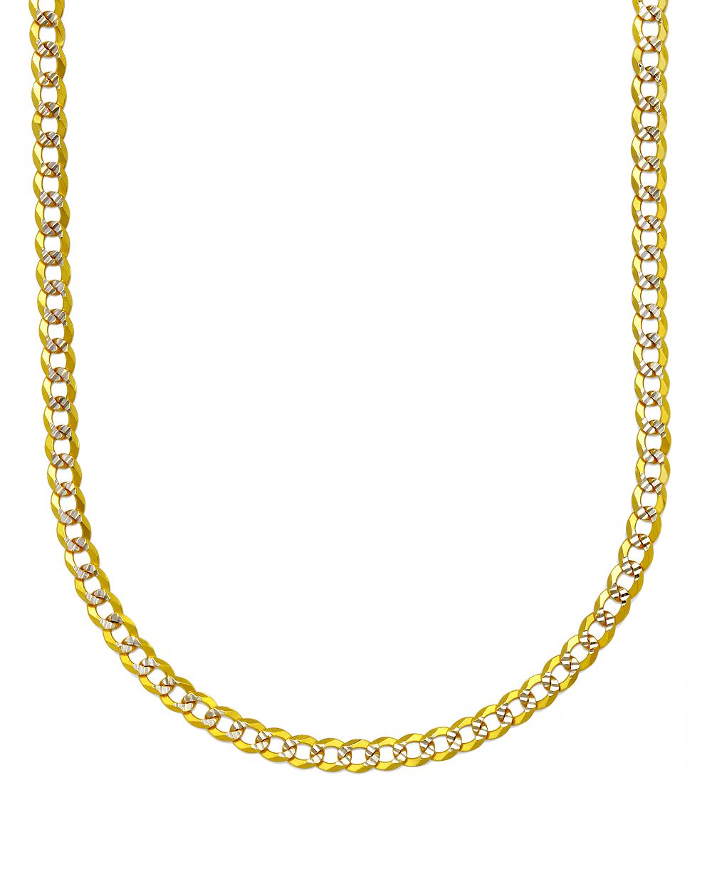 Двухцветная цепь-ожерелье Open Curb Link (3-1/6mm) из 14k золота и белого золота, 26"