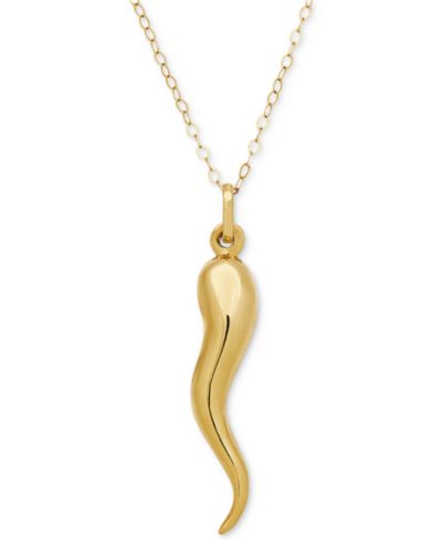 Золотое итальянское ожерелье Cornicello Horn 18" из золота 10k