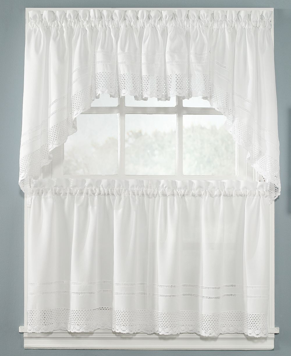 Peri Pair of Crochet 58" x 30" Swag Valances