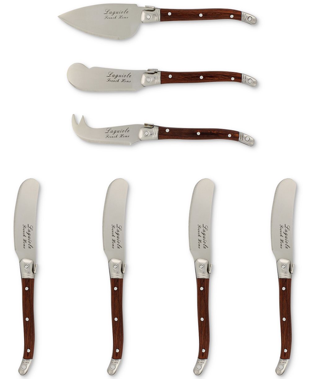 French Home Laguiole Pakkawood Cheese Knife & Spreader Set 7 Piece.