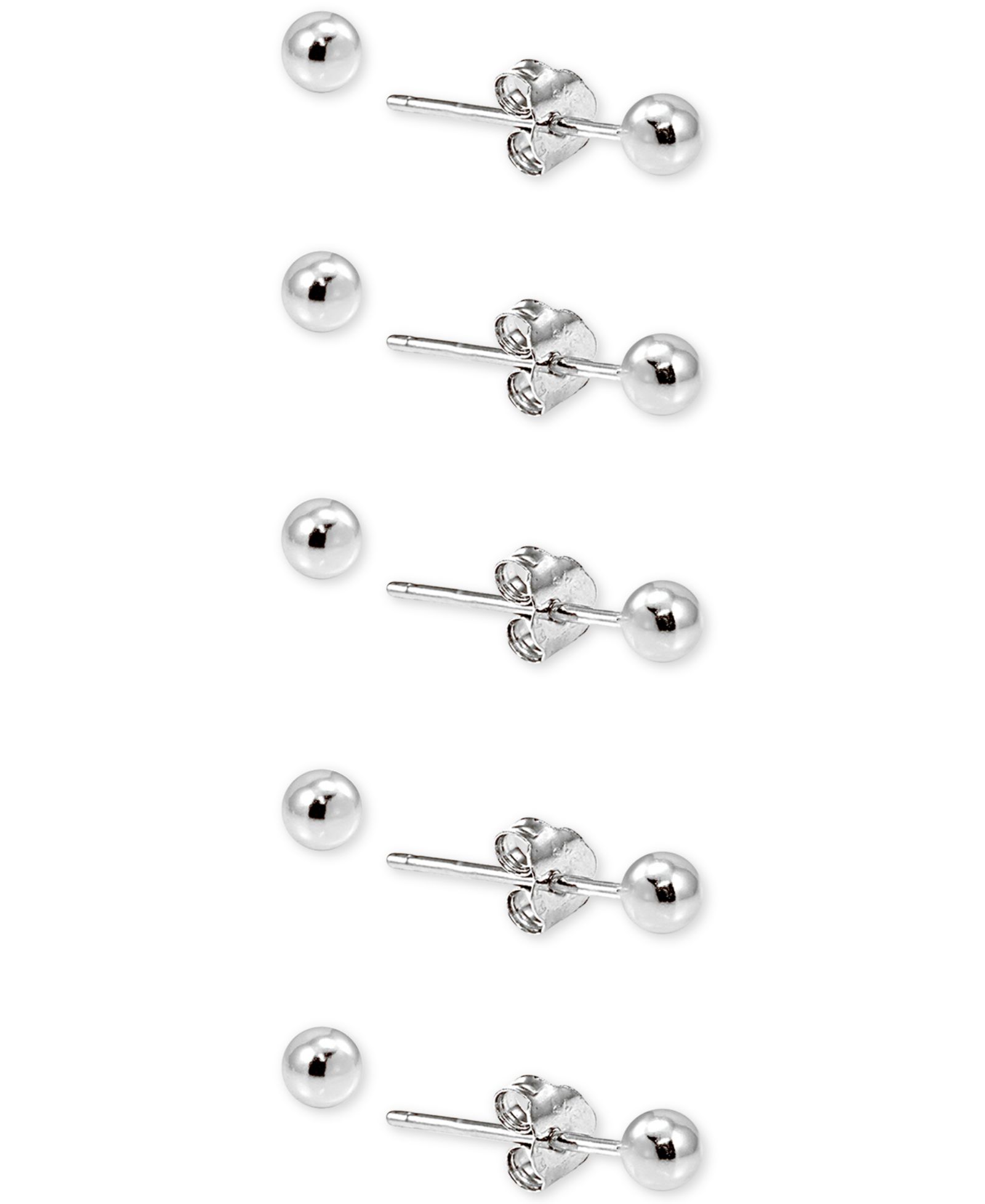 Giani Bernini 5-Pc. Set Small Ball Stud Earrings in Sterling Silver, Created for Macy's