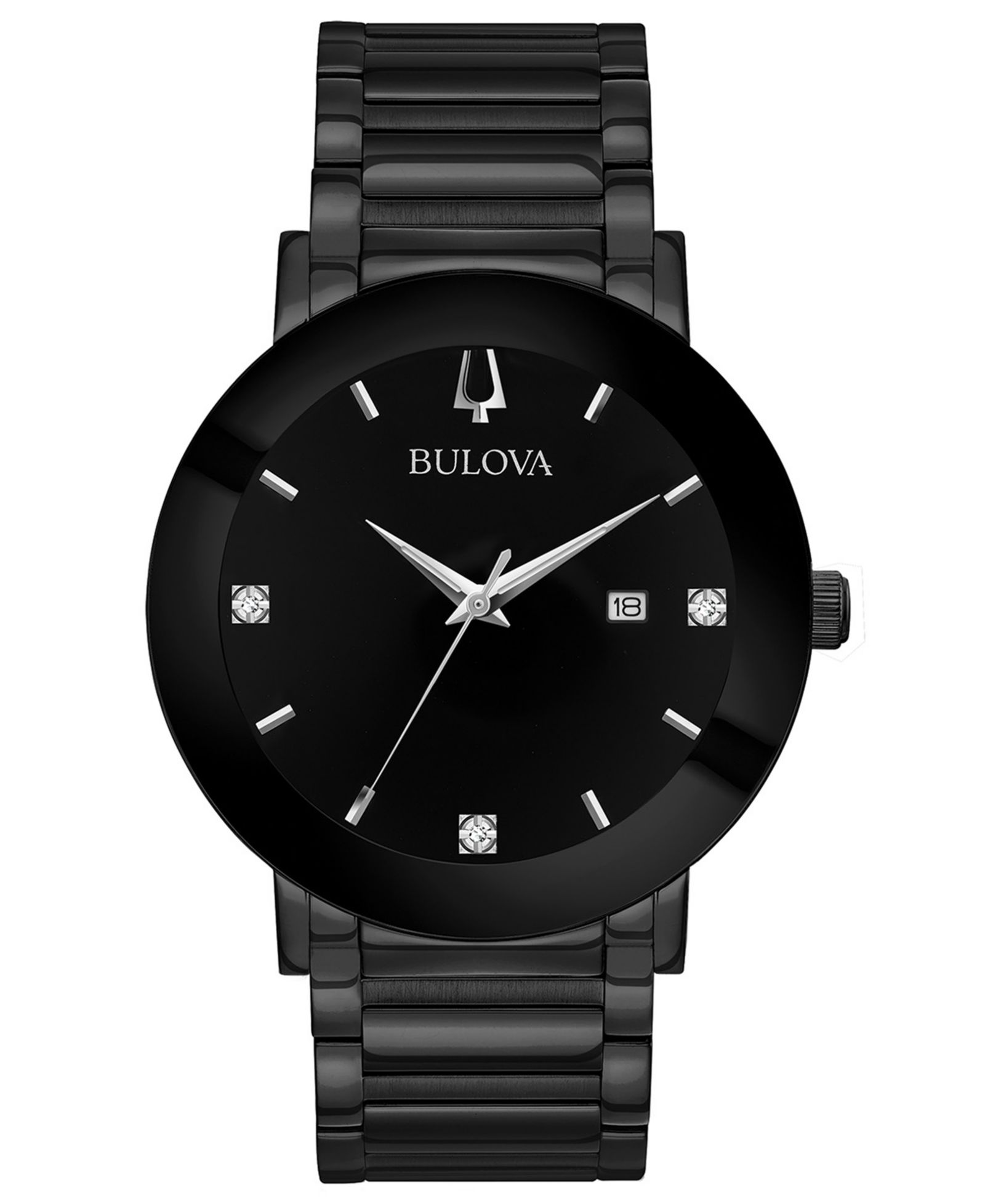 Мужские часы Bulova Men's Futuro Diamond-Accent Black Stainless Steel Bracelet 42mm