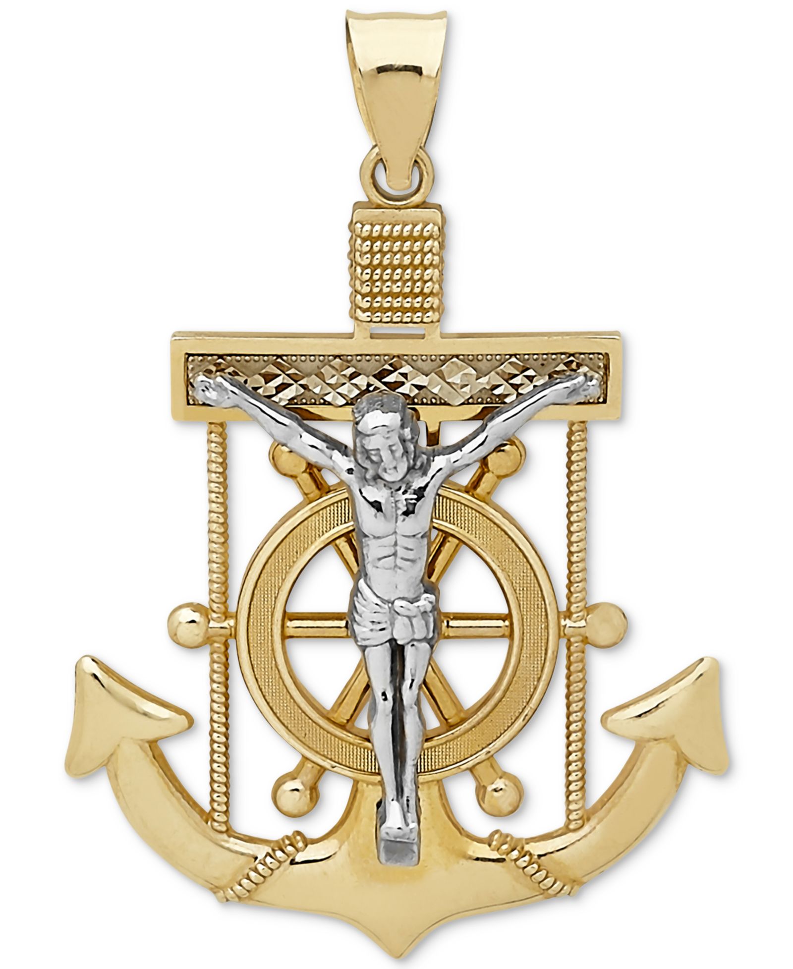 Мужской кулон Mariner Cross в 14k Gold & White Gold