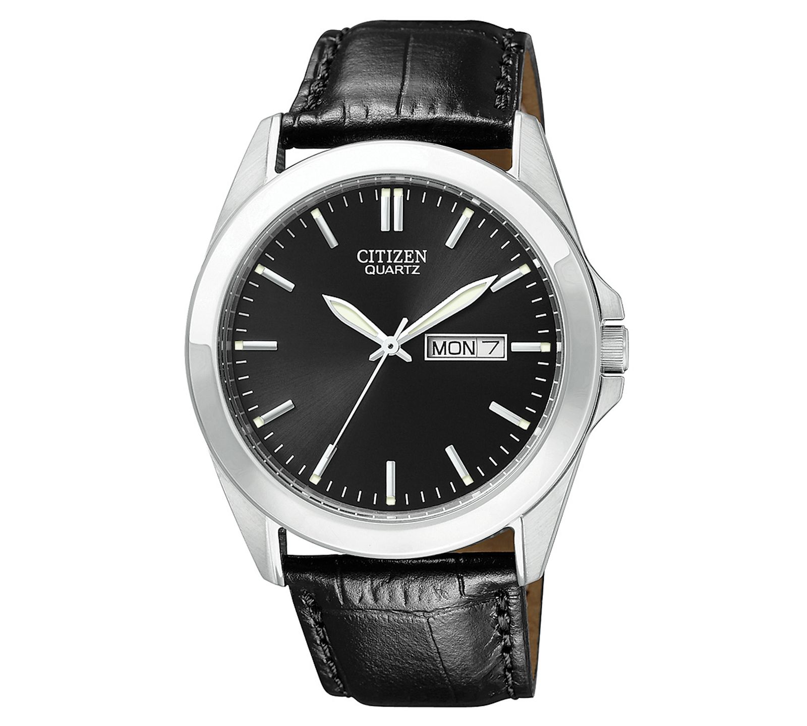 Citizen Men's Black Croc Embossed Leather Strap Watch 41mm BF0580-06E