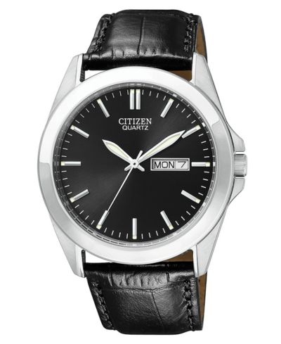 Citizen Men's Black Croc Embossed Leather Strap Watch 41mm BF0580-06E