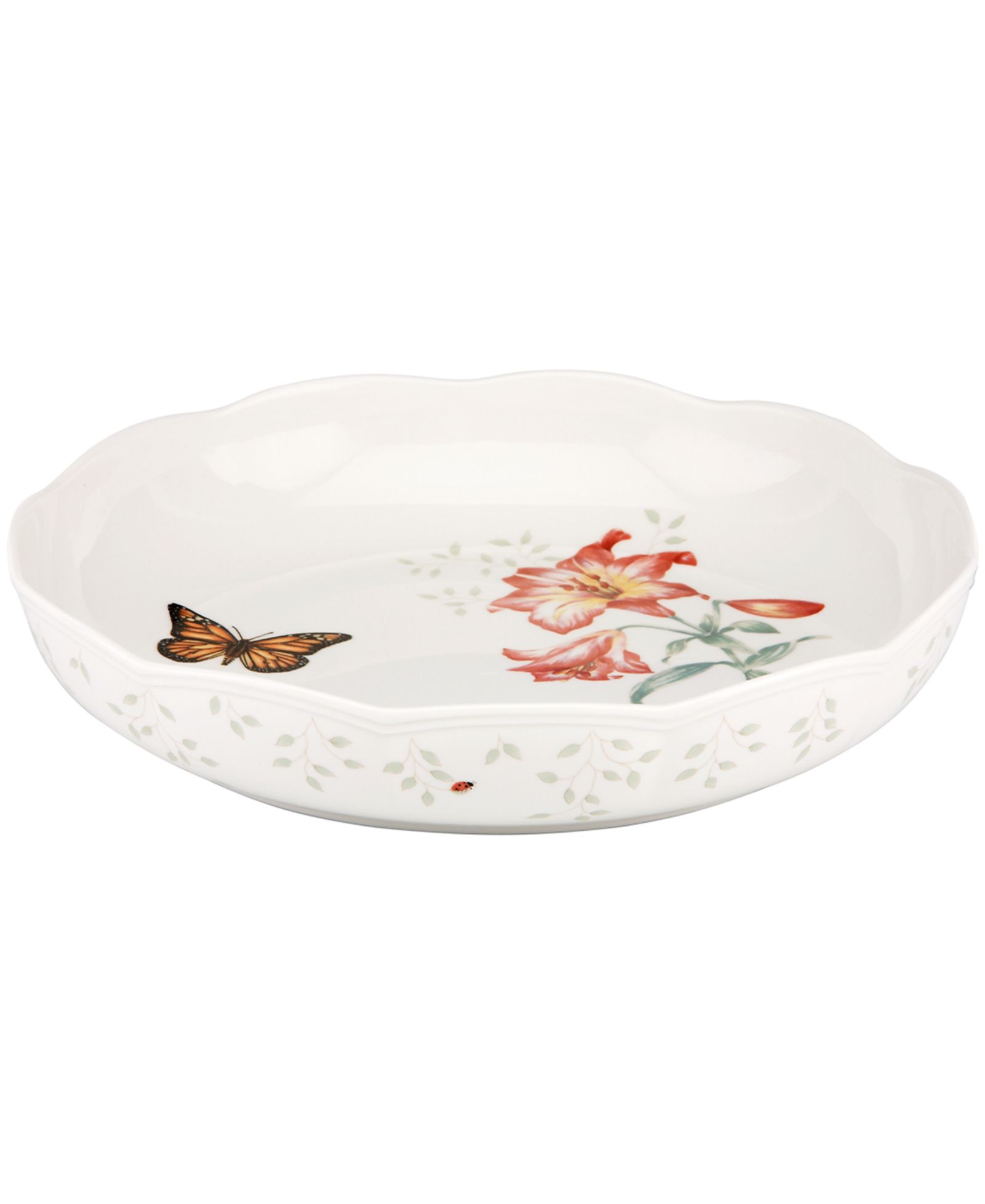 Lenox  Butterfly Meadow Scalloped Low Serving Bowl