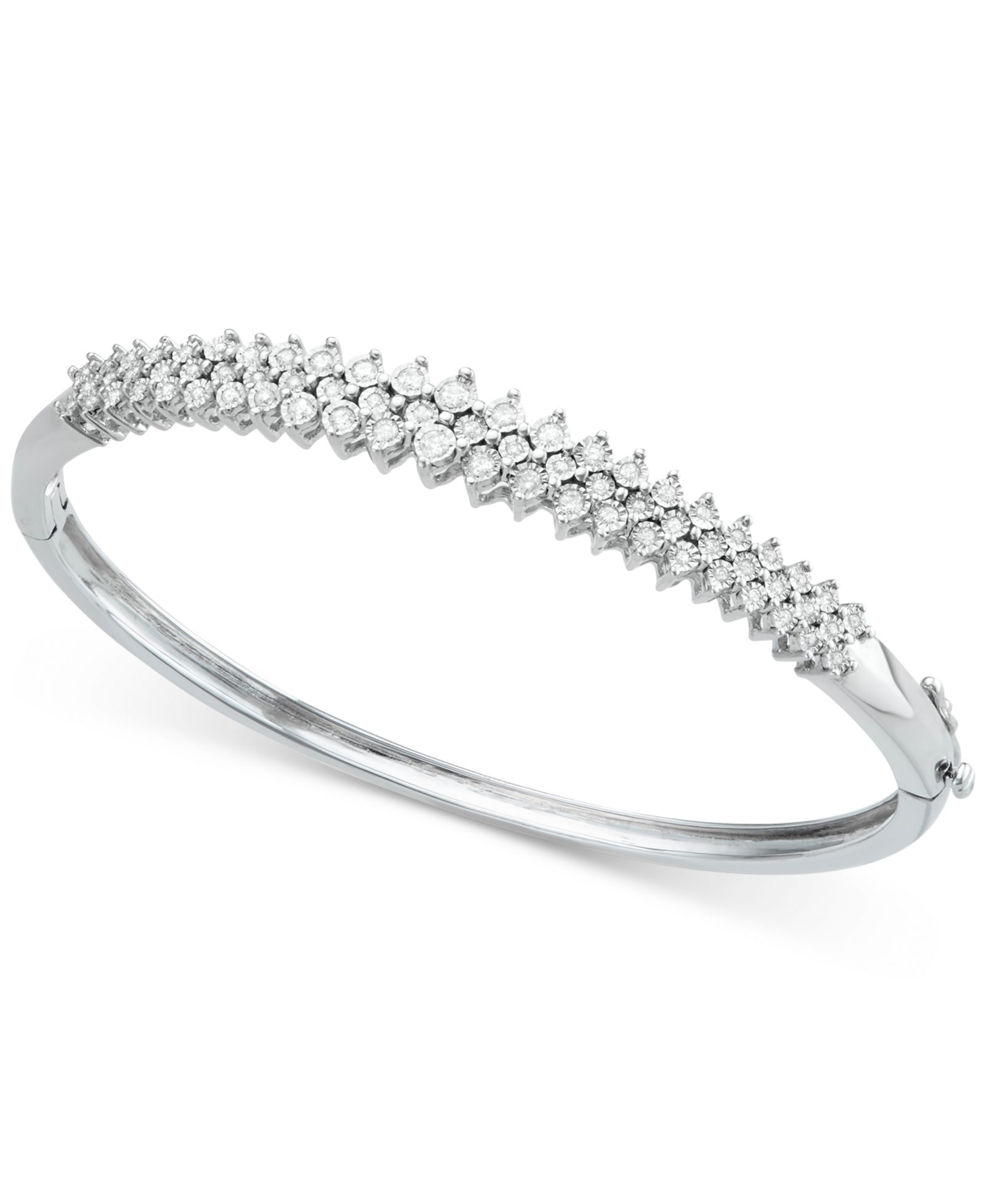 Diamond Pyramid Bangle Bracelet (1/2 ct. t.w.) in Sterling Silver
