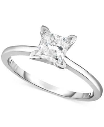 ПомолEngagement кольцо с бриллиантом (1 ct. t.w.) Princess в 14k White, Yellow или Rose Gold