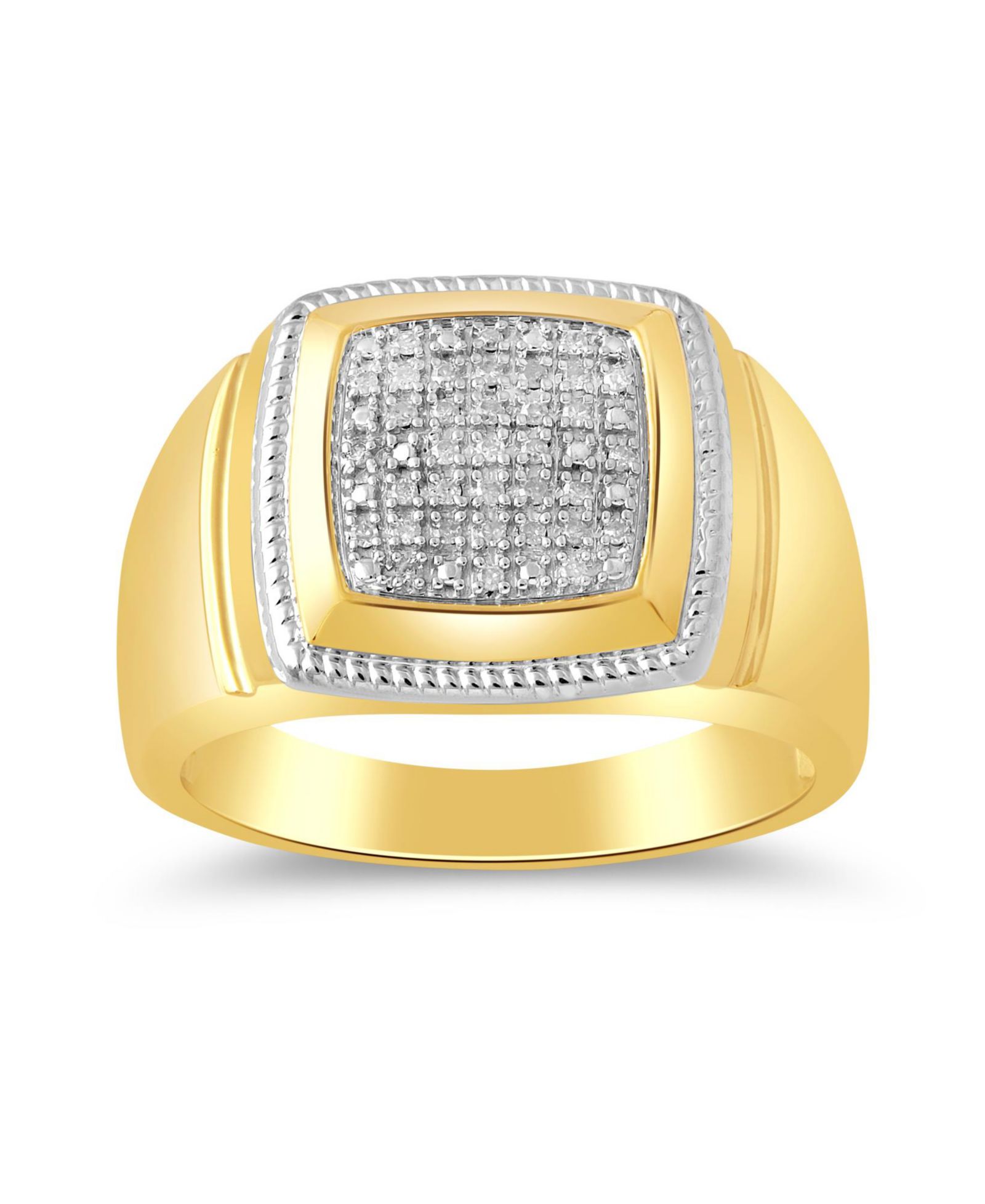 Men's Diamond Cluster Style Ring (1/10 ct. t.w.) in 18k Gold-Plated Sterling Silver