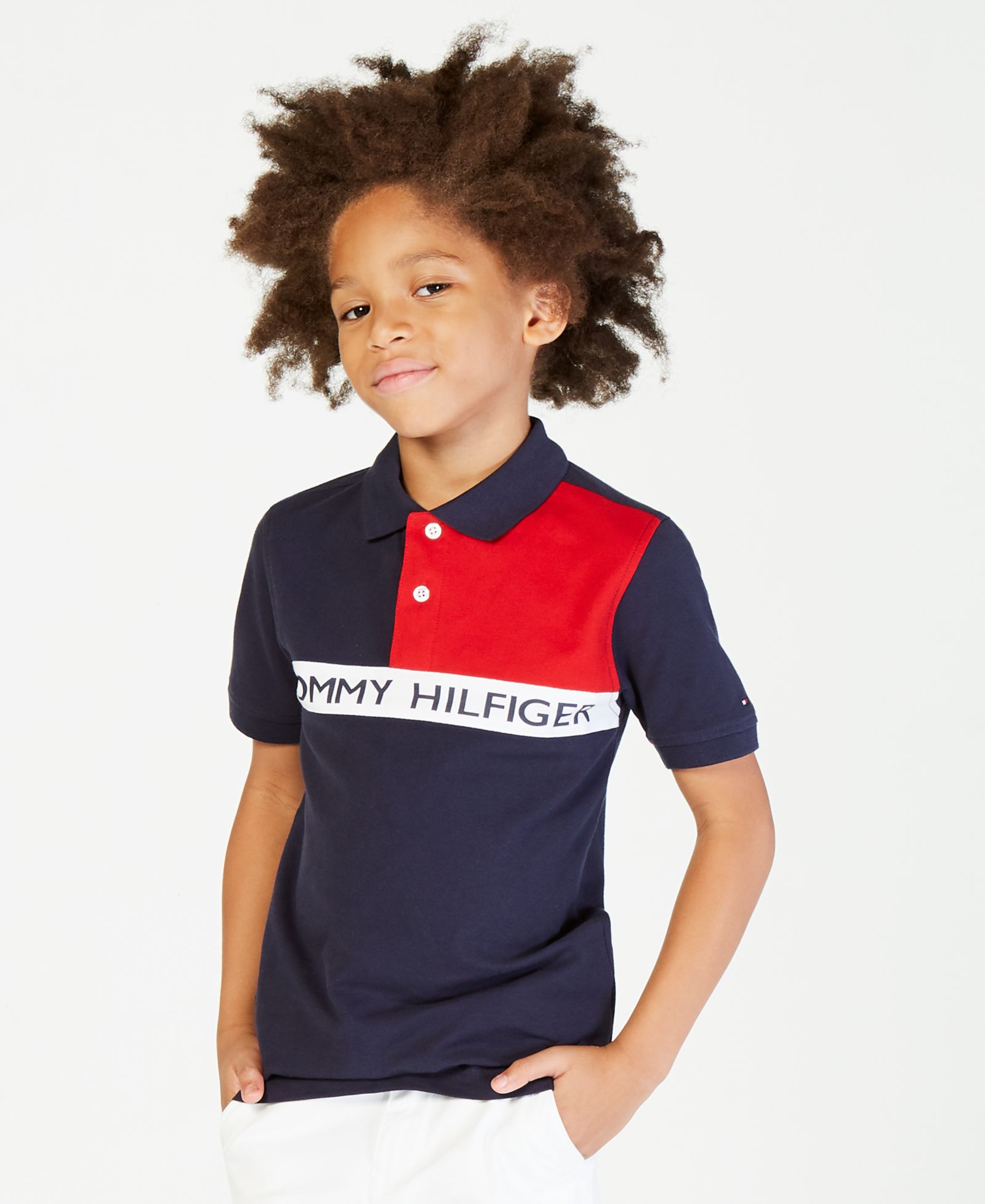Tommy Hilfiger Boys' 2T-7 Logo Graphic Colorblock Polo