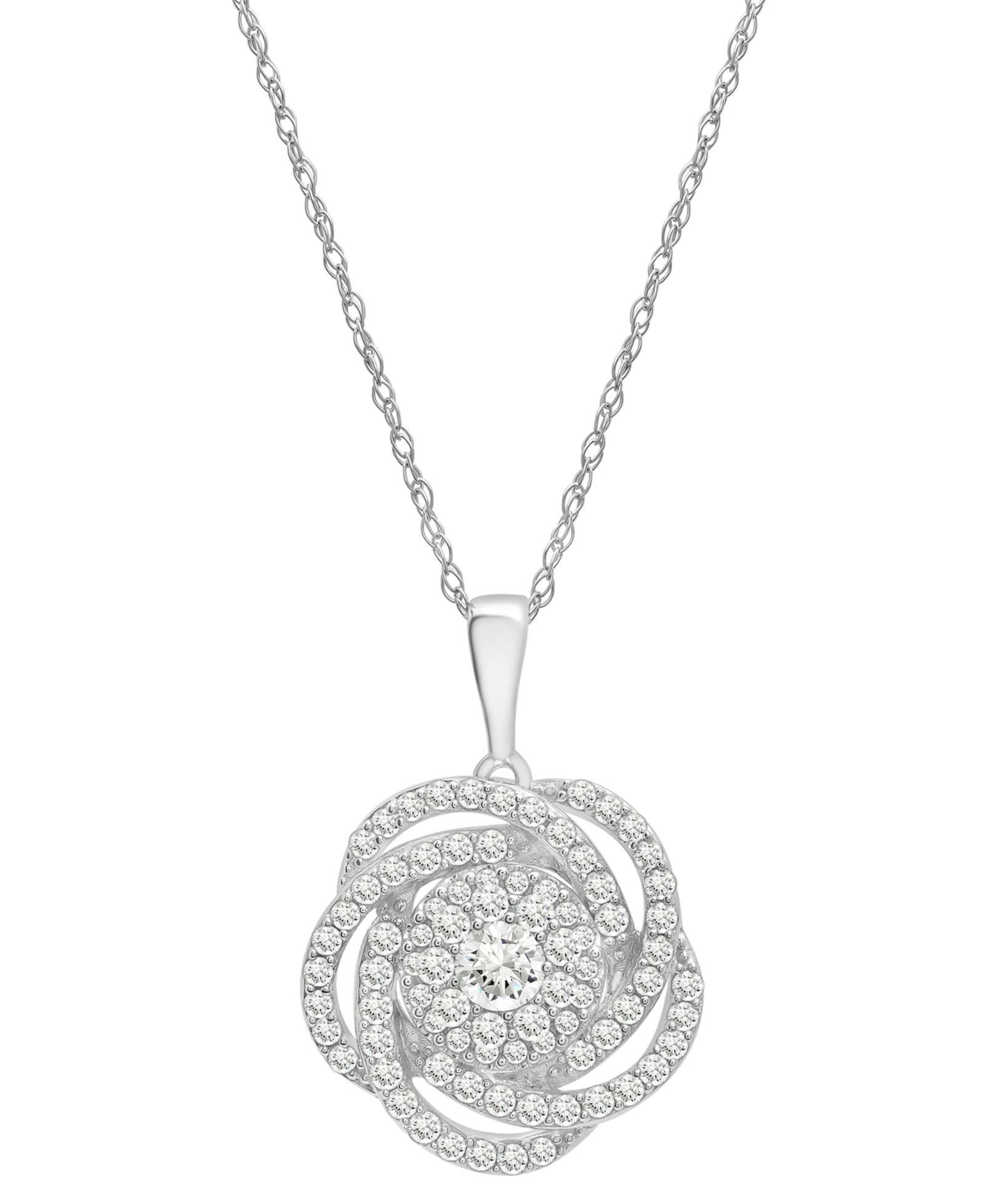 Wrapped in Love™ Diamond Knot Pendant Necklace in 14k White Gold (1 ct. t.w.), Created for Macy's