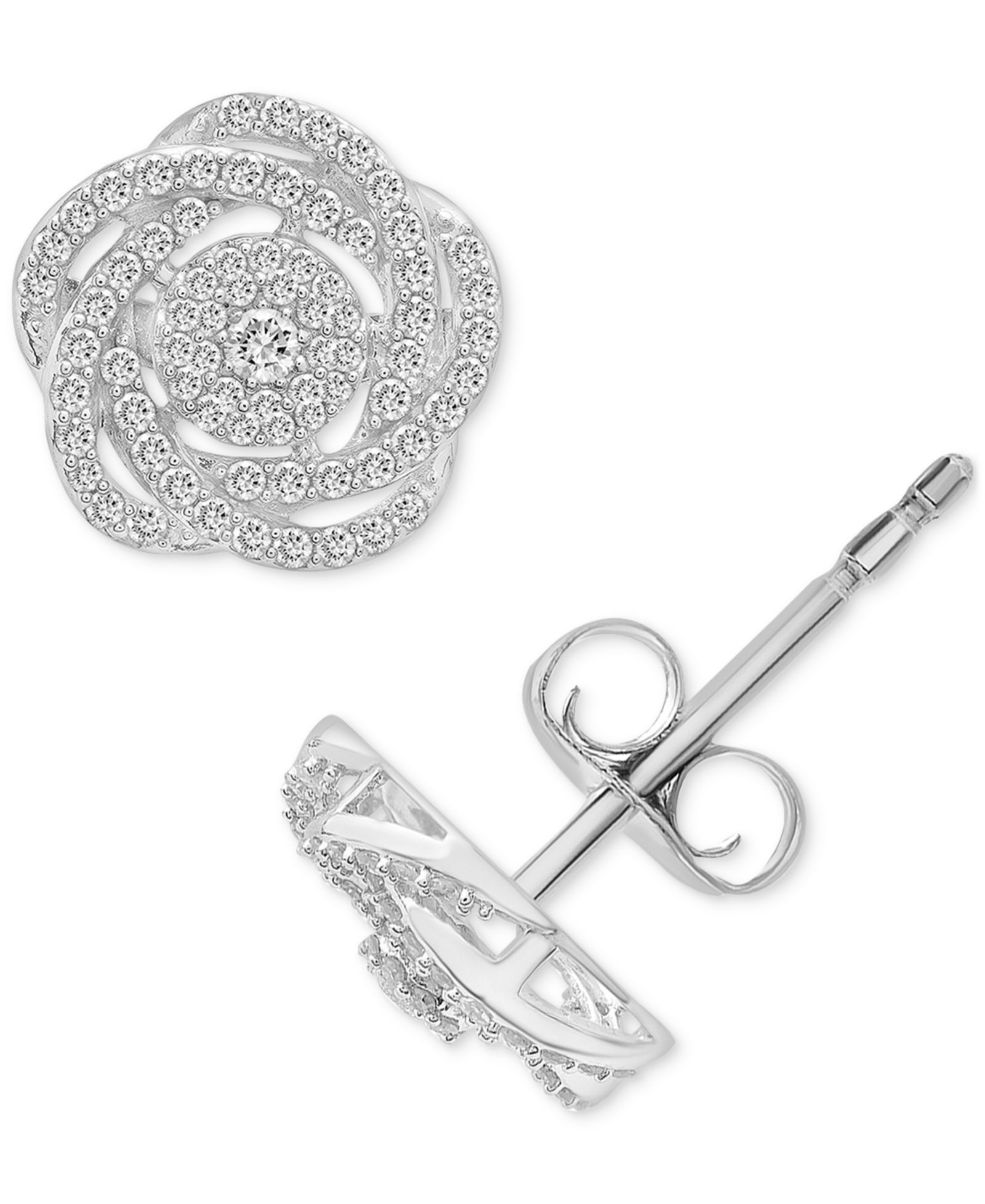 Wrapped in Love™, 14k White Gold Diamond Pave Knot Earrings (1 ct. t.w.), Created for Macy's