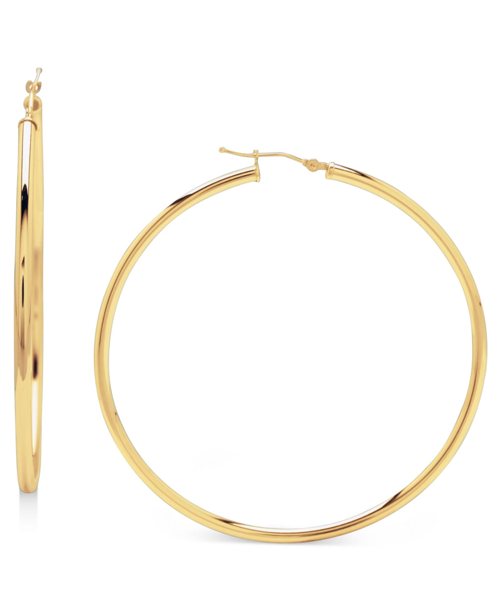 14k Gold Earrings, Large Polished Hoop, 2-1/4 inches