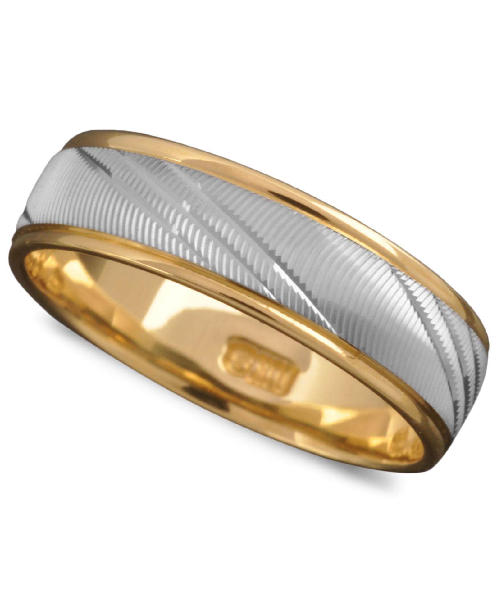 Мужское кольцо 6mm из 14k Gold и 14k White Gold