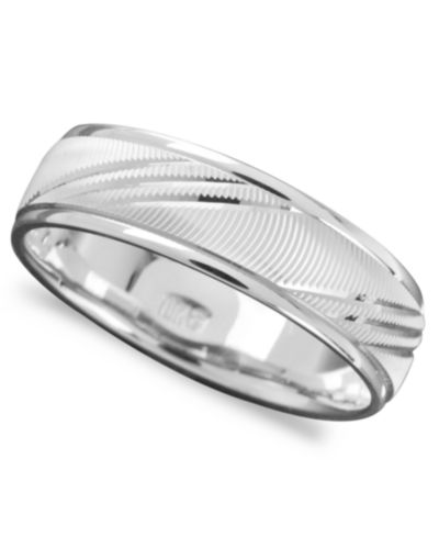 Мужское кольцо из белого золота 14k, Flash Band (размер 6-13)