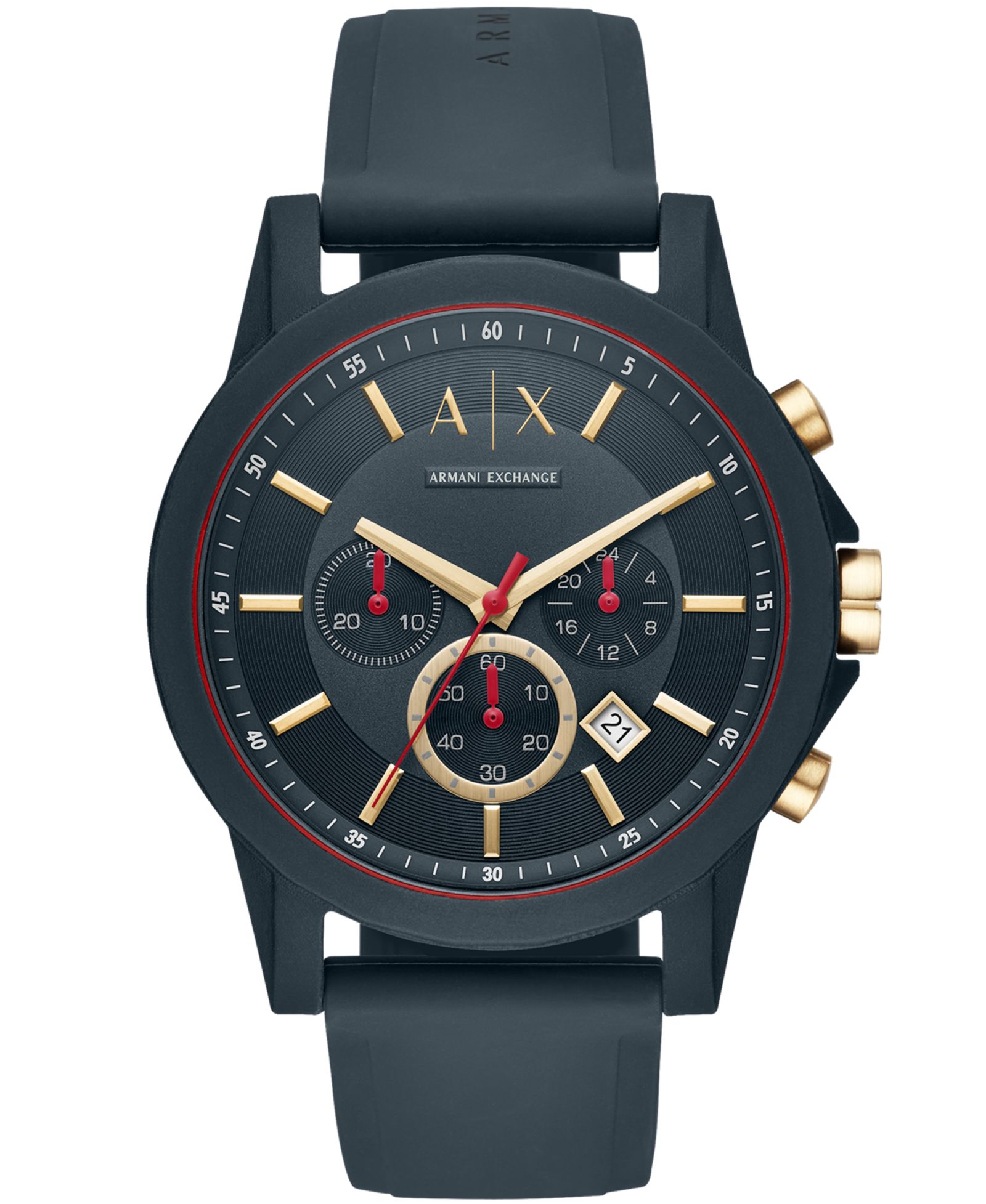 A|X Armani Exchange Men's Chronograph Blue Silicone Strap Watch 47mm