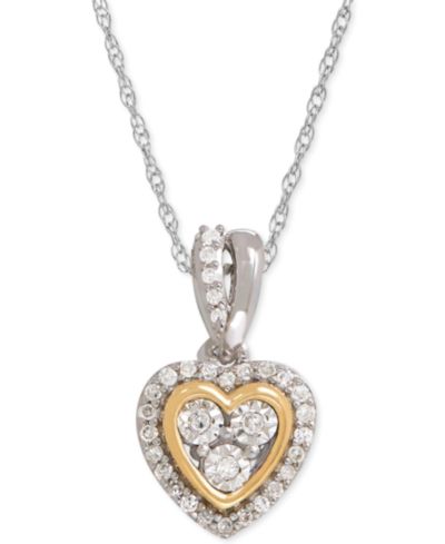 Подвеска-кулон Diamond Mini-Heart (1/10 ct. t.w.) в Sterling Silver и 14k Gold