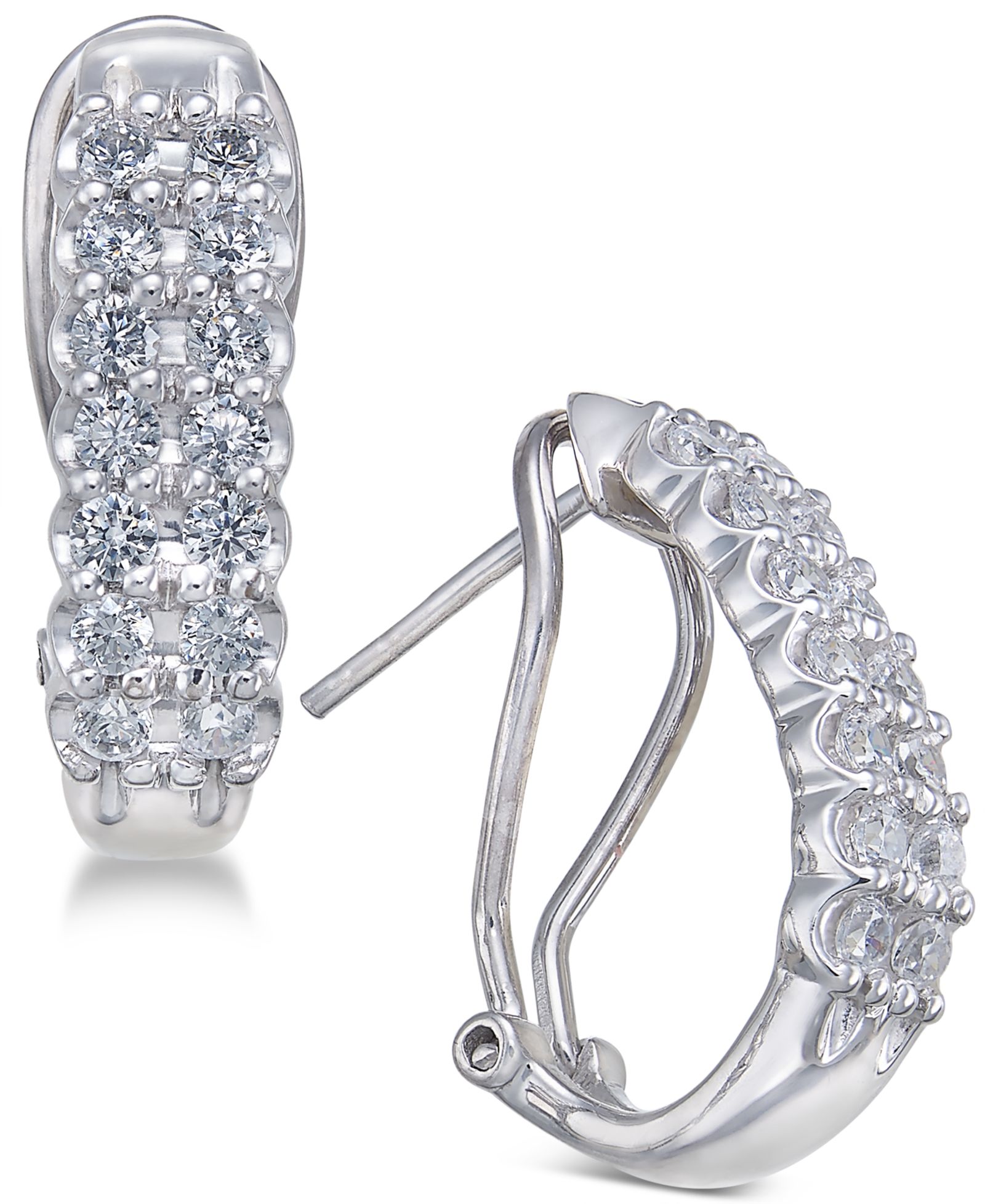 Серьги-кольца с бриллиантами (1 ct. t.w.) в белом или желтом золоте 10k