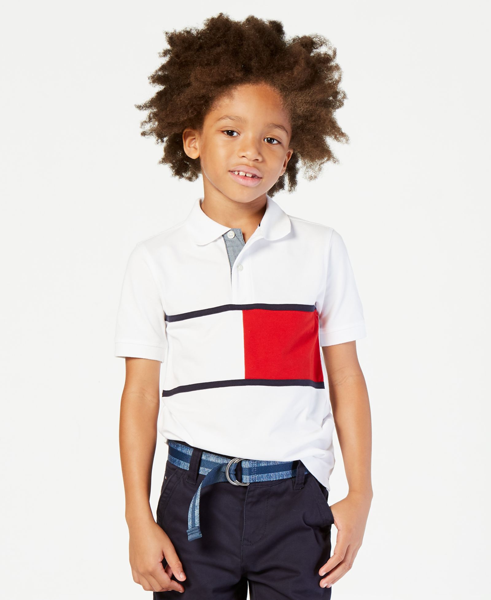 Поло Tommy Hilfiger с вышитым логотипом для малышей и маленьких мальчиков