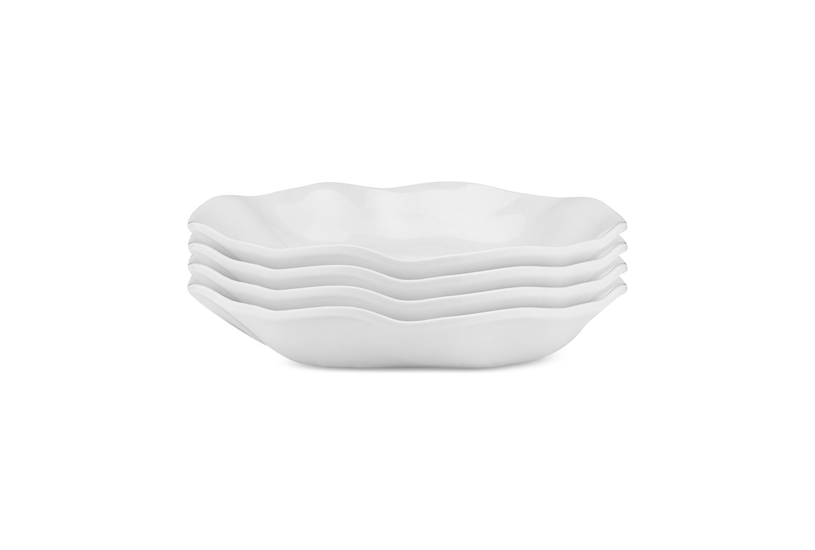 Q Squared Ruffle Melamine Round Dinner Bowls, Set of 4