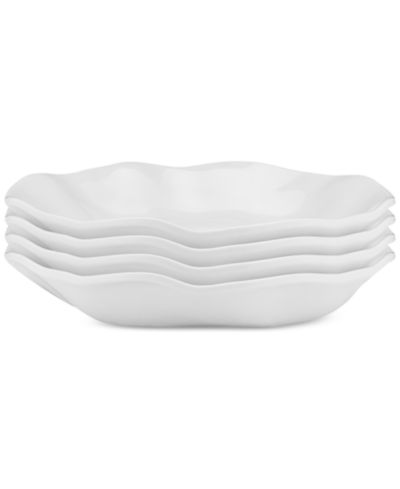 Q Squared Ruffle Melamine Round Dinner Bowls, Set of 4