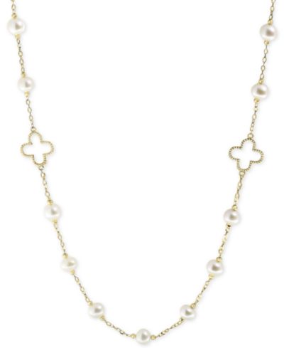 Колье EFFY Collection Pearl by EFFY из натурального речного жемчуга 6mm в золоте 14k, 32"