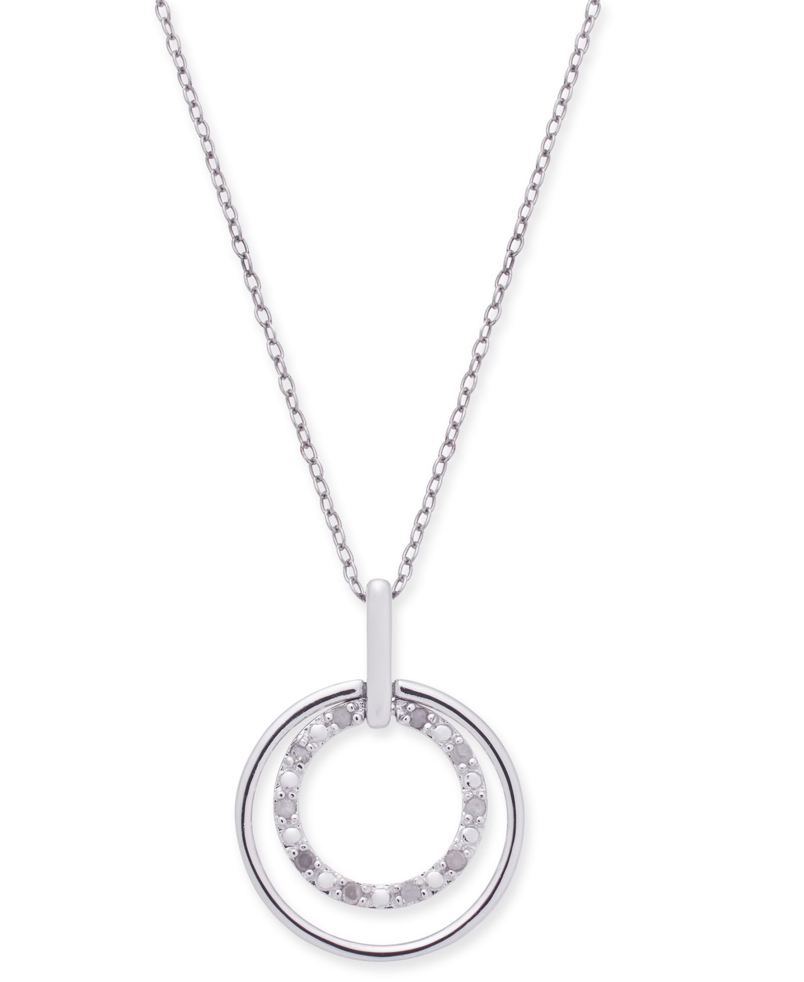 Подвеска Diamond Double Circle 18" в стерлинговом серебре