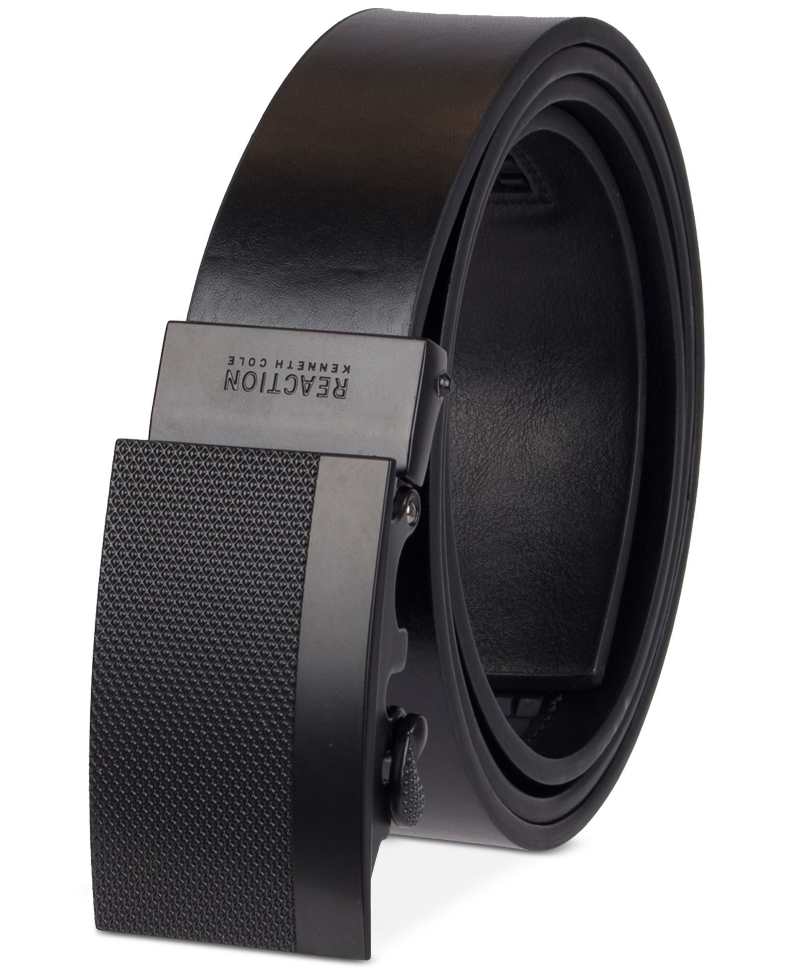 35MM Kenneth Cole REACTION Men’s Exact System Track Lock Plaque Buckle Belt