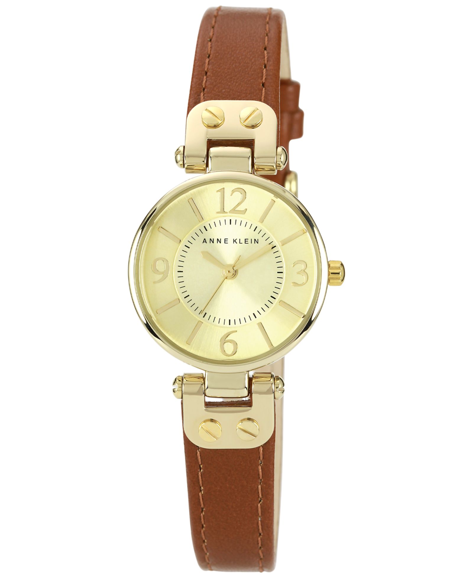 Anne Klein Women's Brown Leather Strap Watch 10-9442CHHY