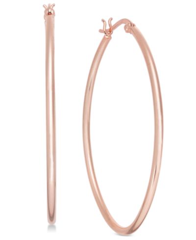 And Now This Large Rose Gold Plated Polished Oval Medium Hoop Earrings
