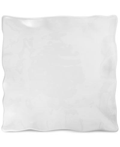 Q Squared Большая квадратная тарелка Melamine White Ruffle