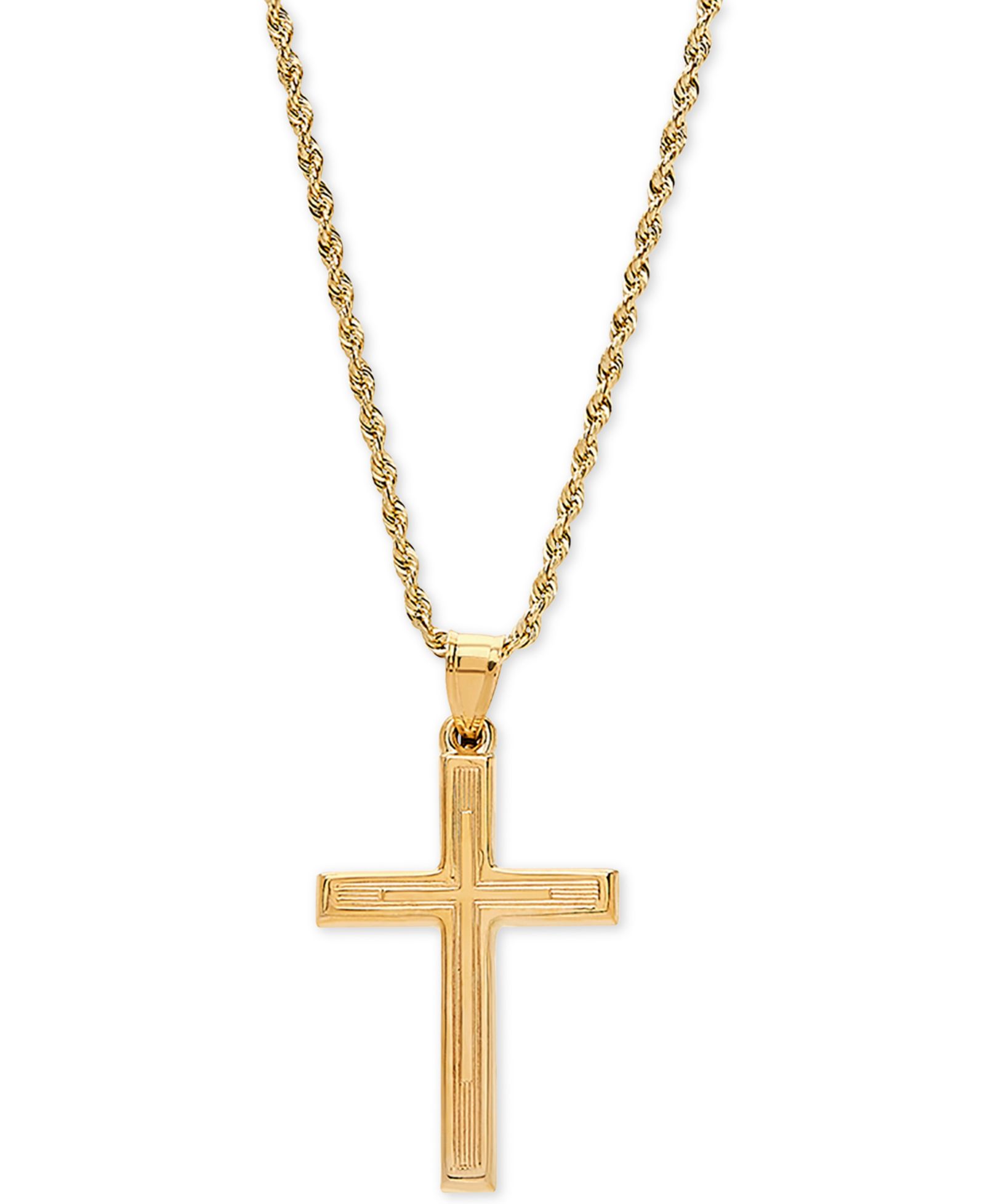 Подвеска-кулон Engraved Cross 20" в 14k Gold