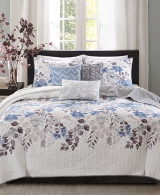 Madison Park Luna Printed Floral 6-Pc. Quilt Set, Full/Queen