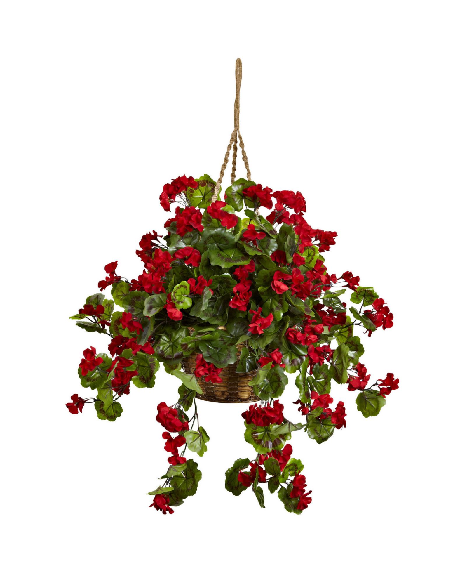 Nearly Natural Geranium UV-Resistant Indoor/Outdoor Hanging Basket