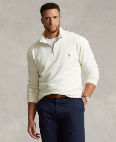 Polo Ralph Lauren Men's Big & Tall Estate-Rib Quarter-Zip Pullover Sweater