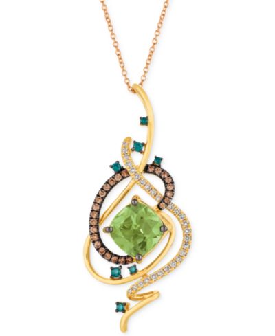 Le Vian Exotics® Crazy Collection® Mint Julep Quartz™ (3-1/4 ct. t.w.) & Diamond (3/4 ct. t.w.) 18" Pendant Necklace in 14k Gold