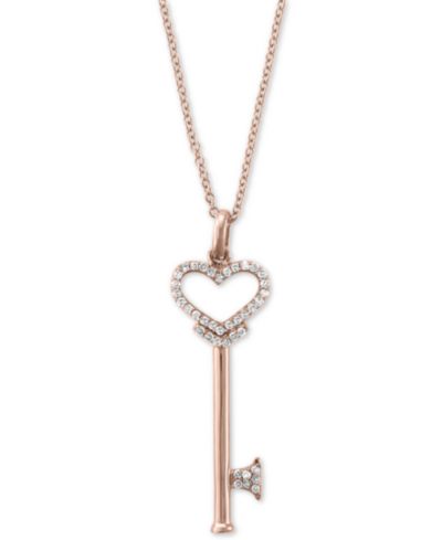 EFFY Collection Подвеска Diamond Heart Key в 14k розовом золоте (1/5 ct. t.w.)