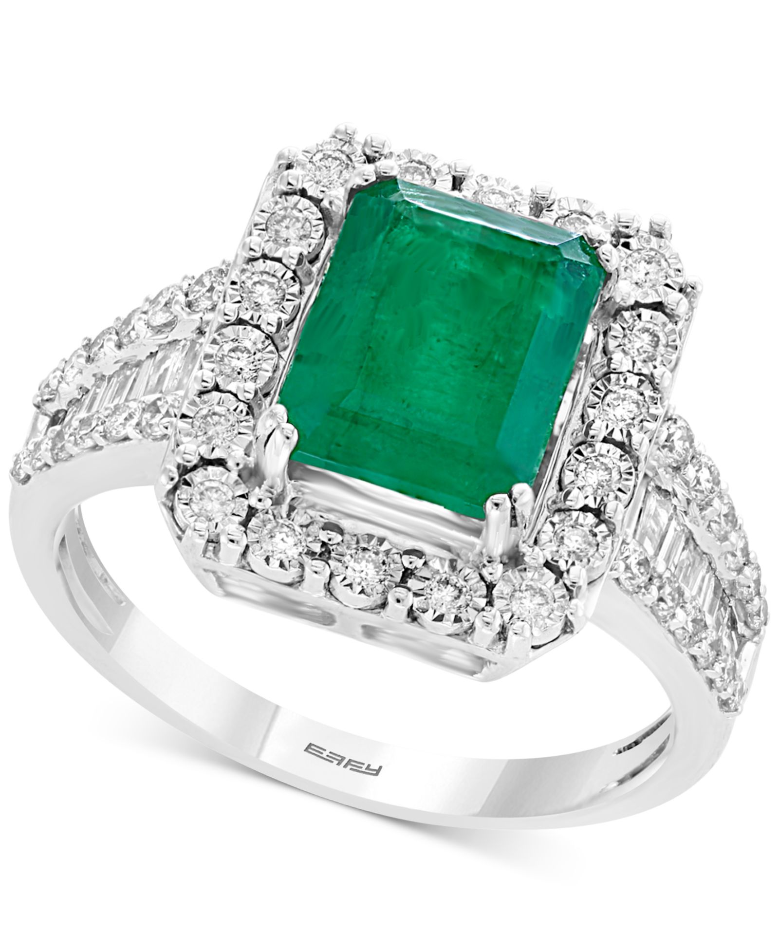Кольцо EFFY® Emerald (2-1/6 ct. t.w.) & Diamond (1/2 ct. t.w.) из 14k White Gold & 14k Yellow Gold